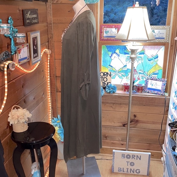 PHILOSOPHY FAUX LEATHER long cardigan NWT GORGEOUS Swarovski crystal cross - Picture 7 of 11